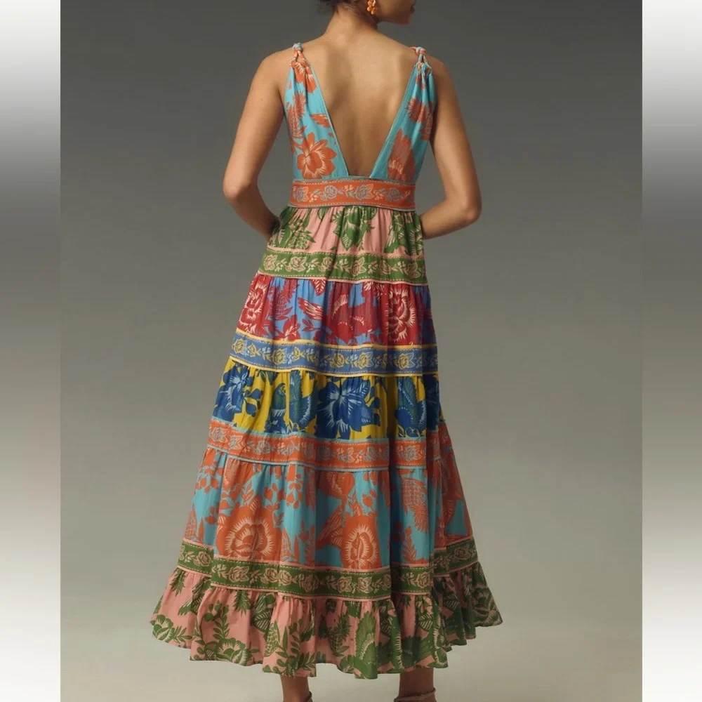 New FARM Rio Garden Mix Midi Dress - Picture 2 of 4